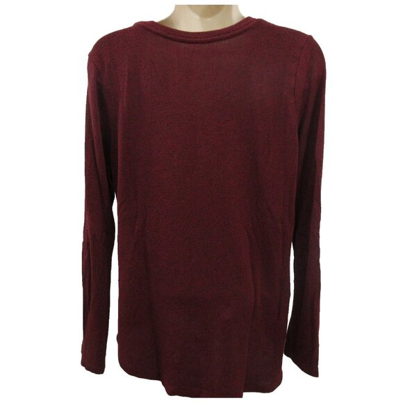 Sonoma Goods for Life T-Shirt Womens XS Burgundy Top V-Neck Long Sleeves Hi-Low - Picture 2 of 5